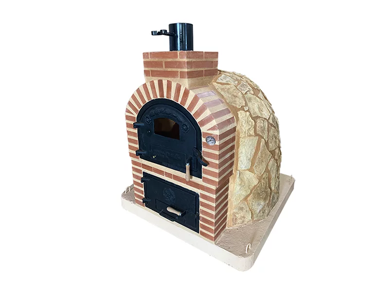 HORNO CON H. EMB. LADRILLO ROJO ACAB. PIEDRA MEDITERRANEA