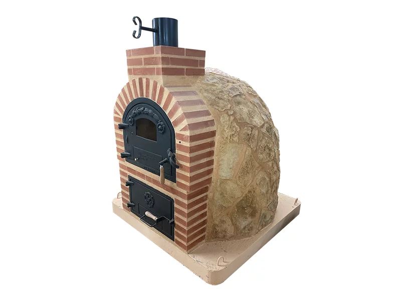 HORNO CON H. EMB. LADRILLO ROJO ACAB. PIEDRA MEDITERRANEA