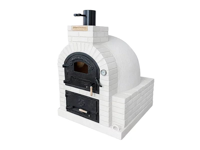 HORNO CON HORNILLA CUADRADA EMBOCADURA LADRILLO BLANCO ACABADO EN BLANCO LISO