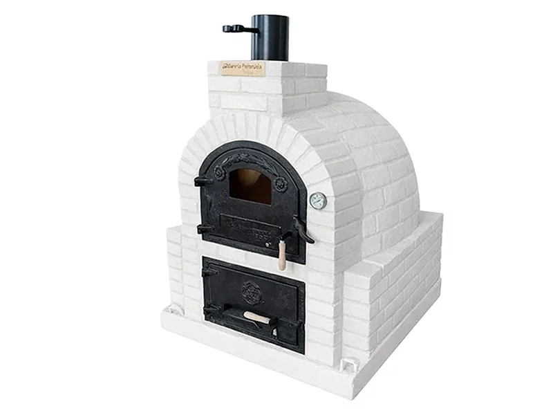 HORNO CON HORNILLA CUADRADA EMBOCADURA LADRILLO BLANCO. ACABADO EN LADRILLO BLANCO