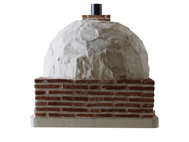 HORNO CON HORNILLA CUADRADA EMBOCADURA LADRILLO MUDEJAR ACABADO EN PIEDRA BLANCA NÁCAR