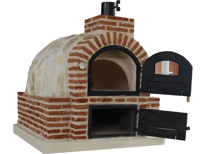 HORNO CON HORNILLA CUADRADA EMBOCADURA LADRILLO MUDEJAR ACABADO EN PIEDRA BLANCA NÁCAR