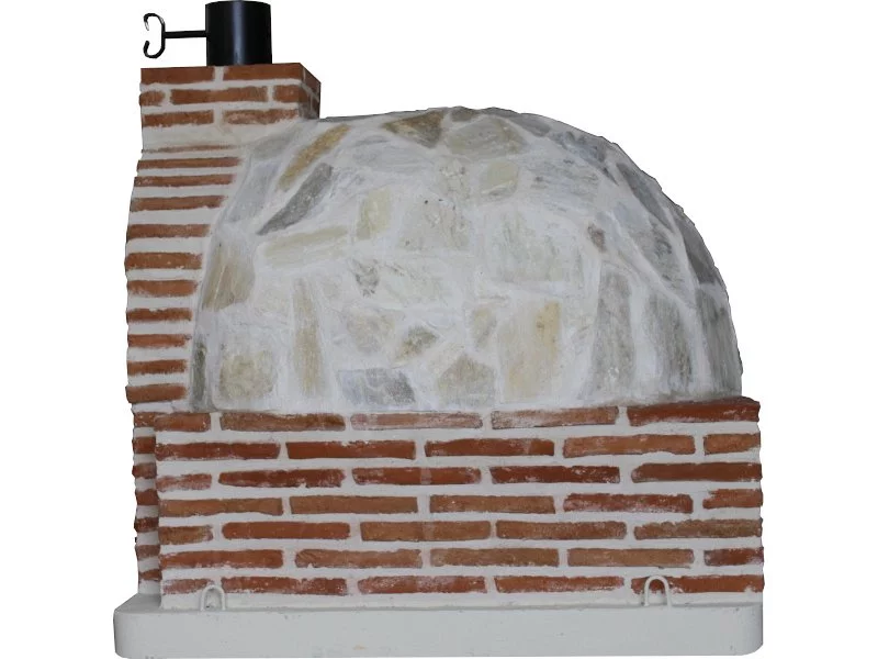 HORNO CON HORNILLA CUADRADA EMBOCADURA LADRILLO MUDEJAR ACABADO EN PIEDRA BLANCA NÁCAR