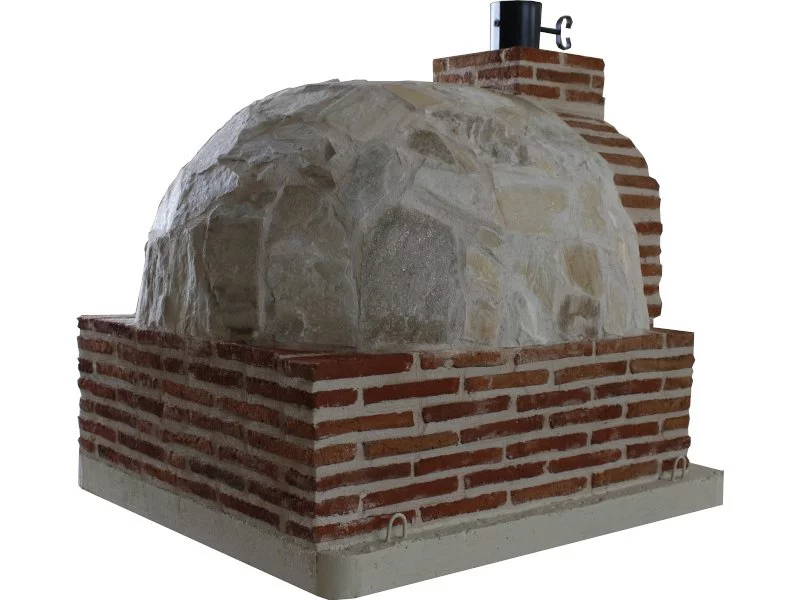 HORNO CON HORNILLA CUADRADA EMBOCADURA LADRILLO MUDEJAR ACABADO EN PIEDRA BLANCA NÁCAR