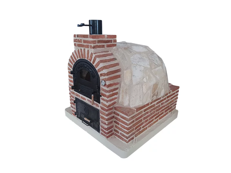 HORNO CON HORNILLA CUADRADA EMBOCADURA LADRILLO MUDEJAR ACABADO EN PIEDRA BLANCA NÁCAR