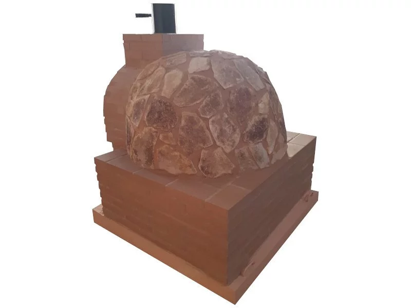 HORNO CON HORNILLA CUADRADA EMBOCADURA LADRILLO RUSTICO ACABADO EN PIEDRA MEDITERRÁNEA