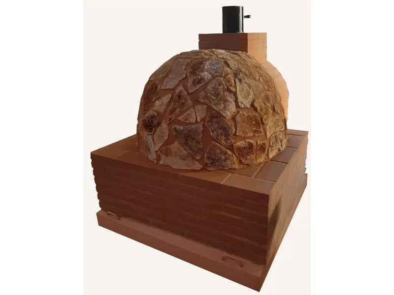 HORNO CON HORNILLA CUADRADA EMBOCADURA LADRILLO RUSTICO ACABADO EN PIEDRA MEDITERRÁNEA