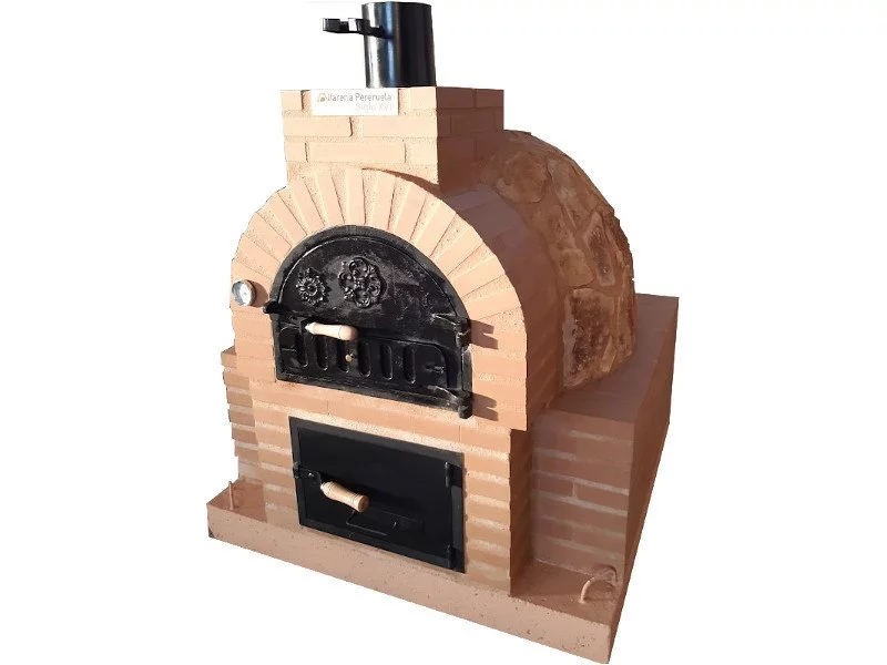 HORNO CON HORNILLA CUADRADA EMBOCADURA LADRILLO RUSTICO ACABADO EN PIEDRA MEDITERRÁNEA