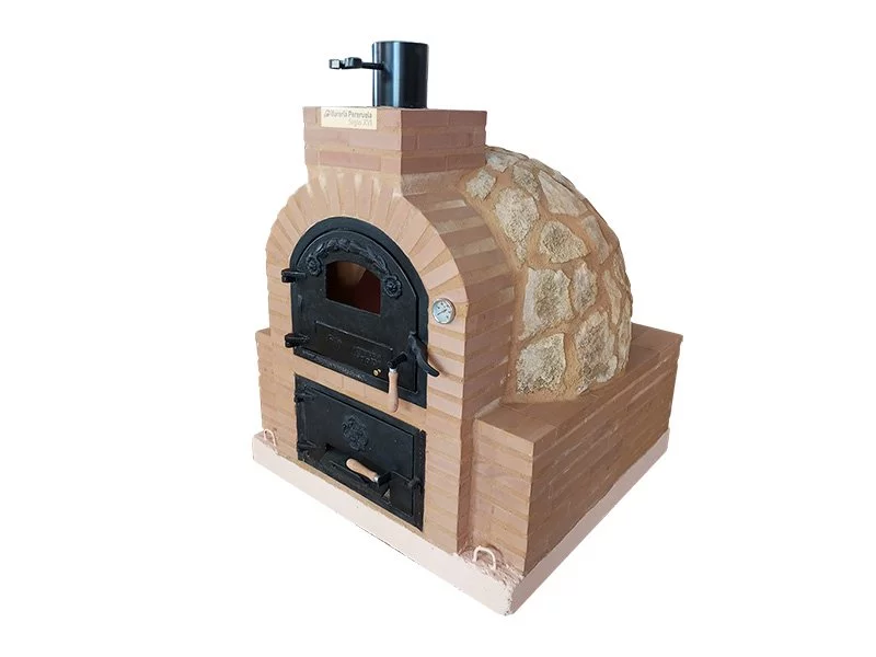 HORNO CON HORNILLA CUADRADA EMBOCADURA LADRILLO RUSTICO ACABADO EN PIEDRA MEDITERRÁNEA