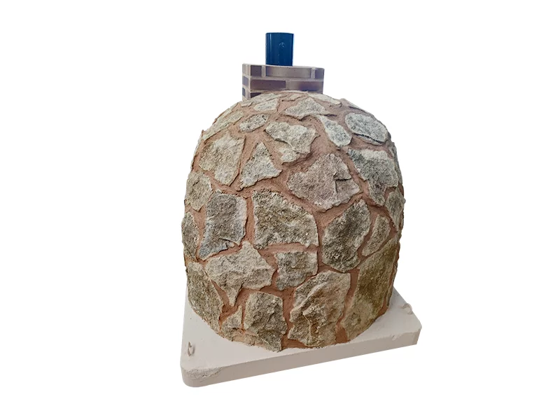 HORNO CON HORNILLA EMBOCADURA LADRILLO CUERO TOSTADO ACAB.ADO EN PIEDRA MEDITERRANEA