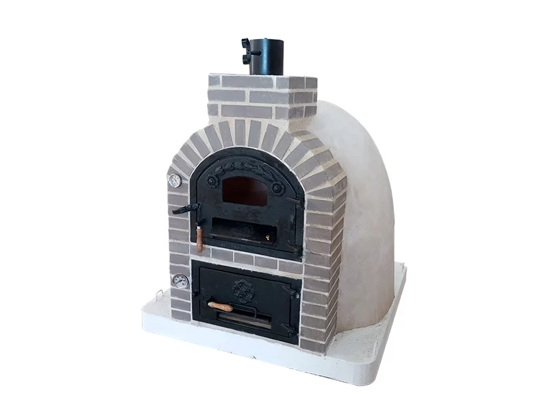 HORNO CON HORNILLA EMBOCADURA LADRILLO GRIS ACABADO EN BLANCO