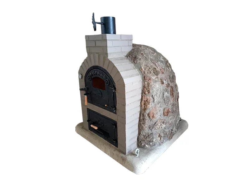 HORNO CON HORNILLA EMBOCADURA LADRILLO GRIS ACABADO EN PIEDRA GRANITO