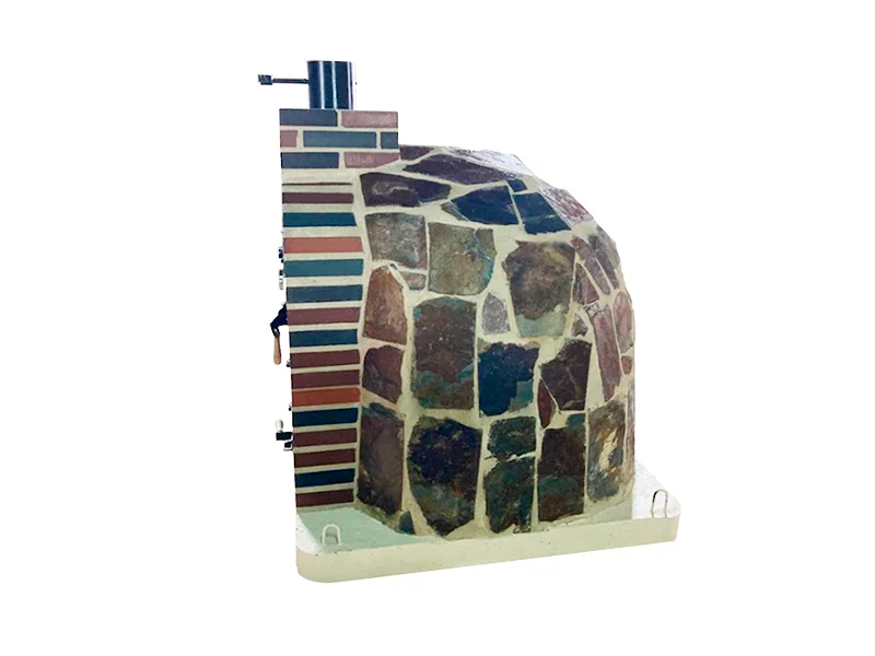 HORNO CON HORNILLA EMBOCADURA LADRILLO MULTICOLOR ACABADO EN PIEDRA MULTICOLOR