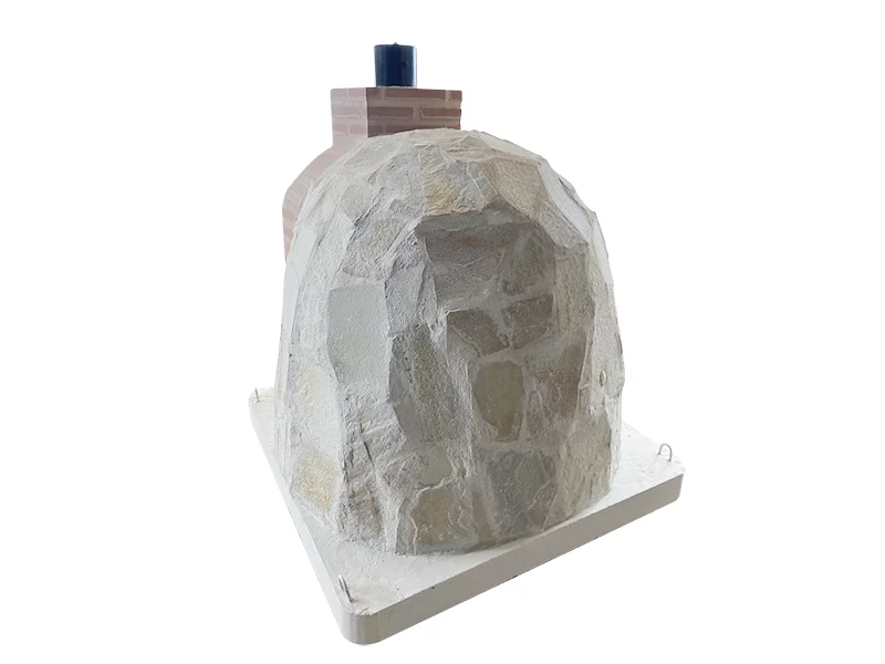 HORNO CON HORNILLA EMBOCADURA LADRILLO ROJO ACABADO EN PIEDRA BLANCA NACAR