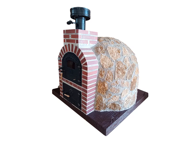 HORNO CON HORNILLA EMBOCADURA LADRILLO ROJO ACABADO EN PIEDRA MEDITERRANEA 2