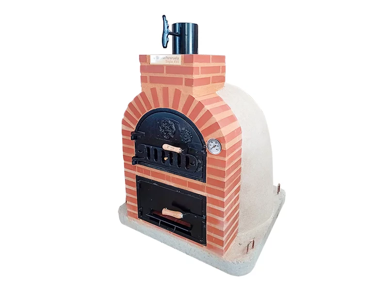 HORNO CON HORNILLA EMBOCADURA LADRILLO ROJO LISO ACABADO EN BLANCO