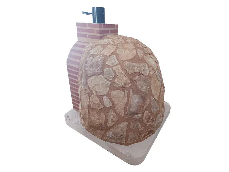 HORNO CON HORNILLA EMBOCADURA LADRILLO RUSTICO ACABADO EN PIEDRA MEDITERRANEA