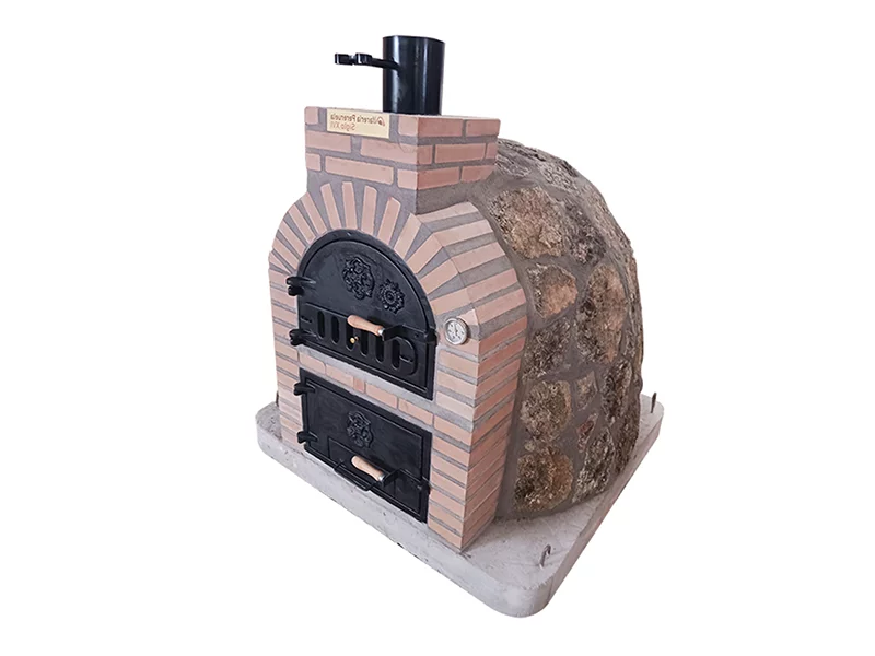 HORNO CON HORNILLA EMBOCADURA LADRILLO SALMON ACABADO EN PIEDRA GRANITO