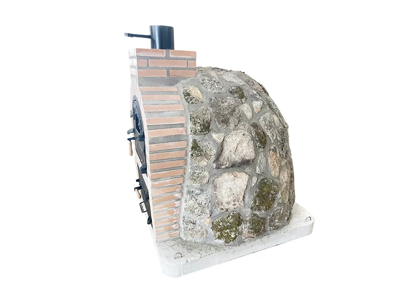 HORNO CON HORNILLA EMBOCADURA LADRILLO SALMON ACABADO EN PIEDRA GRANITO