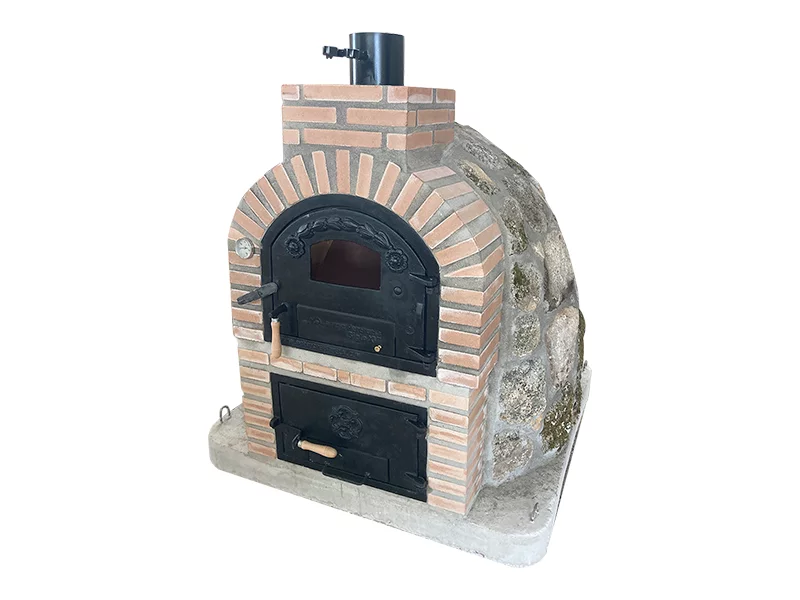 HORNO CON HORNILLA EMBOCADURA LADRILLO SALMON ACABADO EN PIEDRA GRANITO