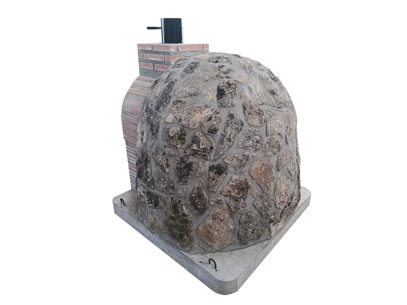 HORNO CON HORNILLA EMBOCADURA LADRILLO SALMON ACABADO EN PIEDRA GRANITO