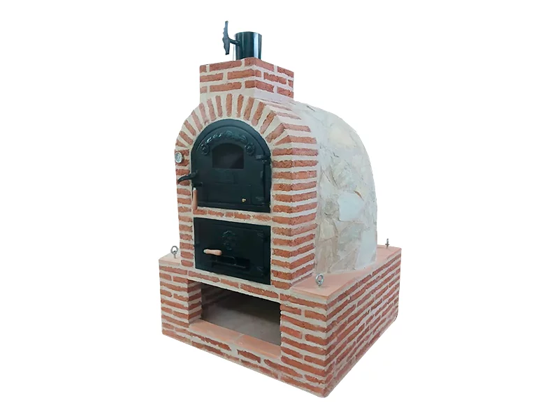 HORNO CON HORNILLA Y MESA INT. CUADRADA BAJA LADRILLO MUDEJAR Y PIEDRA BLANCA NACAR
