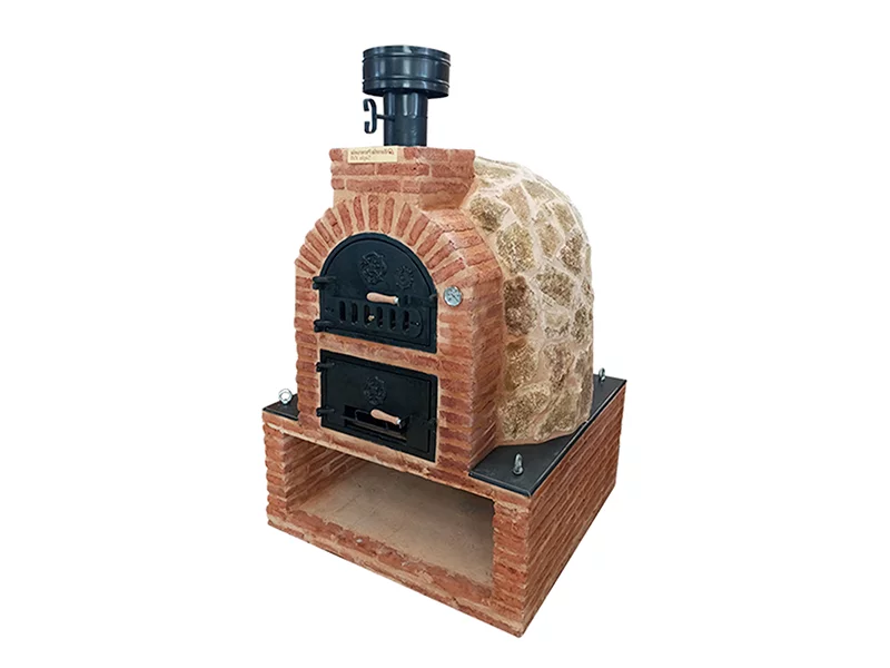HORNO CON HORNILLA Y MESA INT. CUADRADA BAJA LADRILLO MUDEJAR Y PIEDRA MEDITERRANEA
