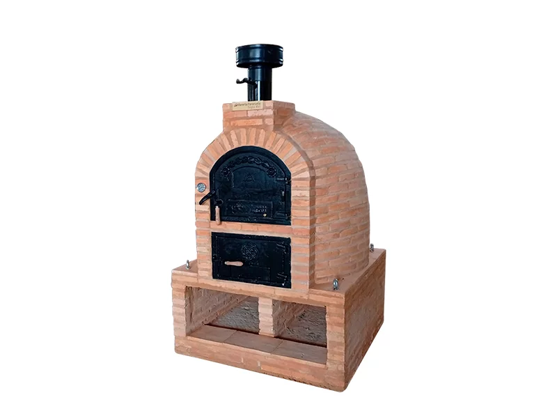 HORNO CON HORNILLA Y MESA INT. CUADRADA BAJA LADRILLO RUST. PERERUELA