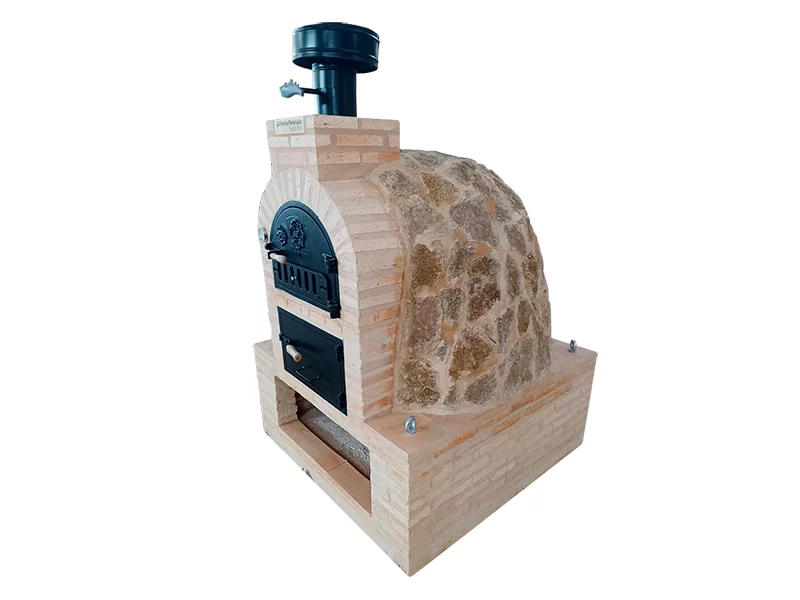 HORNO CON HORNILLA Y MESA INT. CUADRADA BAJA LADRILLO RUSTICO Y PIEDRA MEDITERRANEA