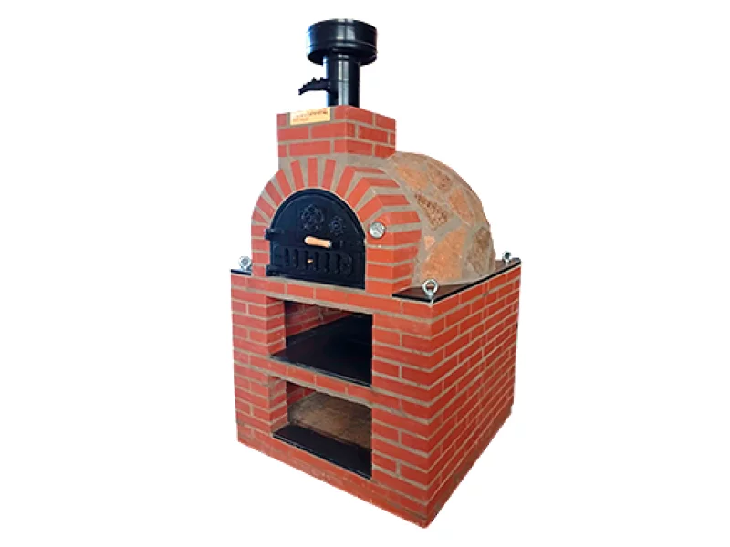 HORNO CON HORNILLA Y MESA INT. CUADRADA LADRILLO ROJO LISO Y PIEDRA MEDITERRANEA 2