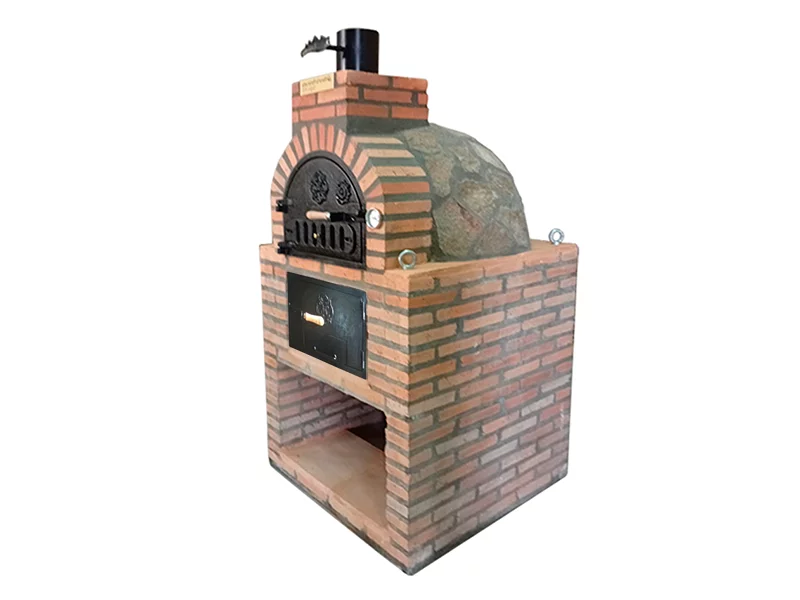 HORNO CON HORNILLA Y MESA INT. CUADRADA LADRILLO RUST. PERERUELA Y PIEDRA GRANITO LIMPIA