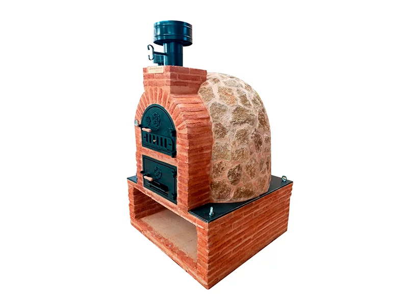 HORNO CON MESA CUADRADA ACABADA EN PIEDRA MEDITERRANEA