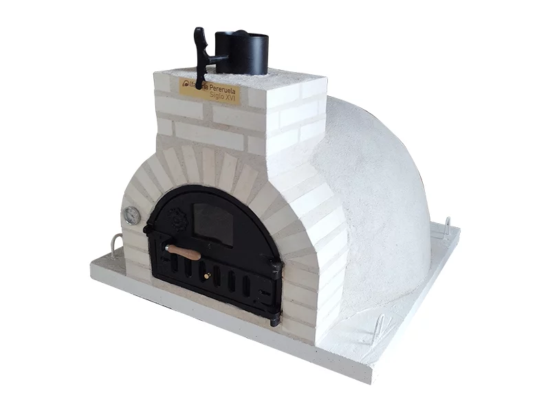 HORNO DE LEÑA EMBOCADURA LADRILLO BLANCO ACABADO EN BLANCO LISO