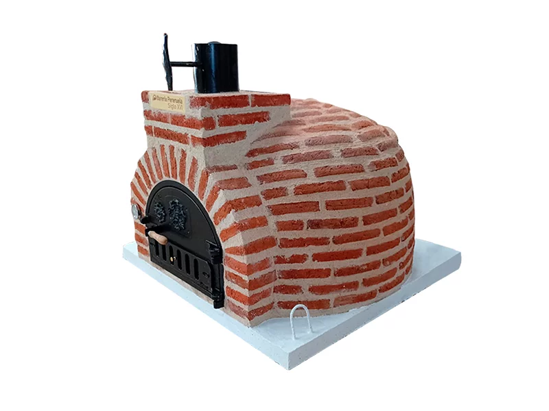 HORNO DE LEÑA EMBOCADURA LADRILLO MUDEJAR JUNTAS BLANCAS ACABADO EN MUDEJAR