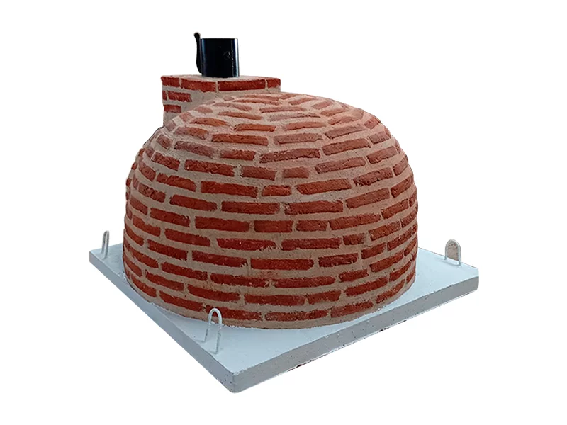 HORNO DE LEÑA EMBOCADURA LADRILLO MUDEJAR JUNTAS BLANCAS ACABADO EN MUDEJAR