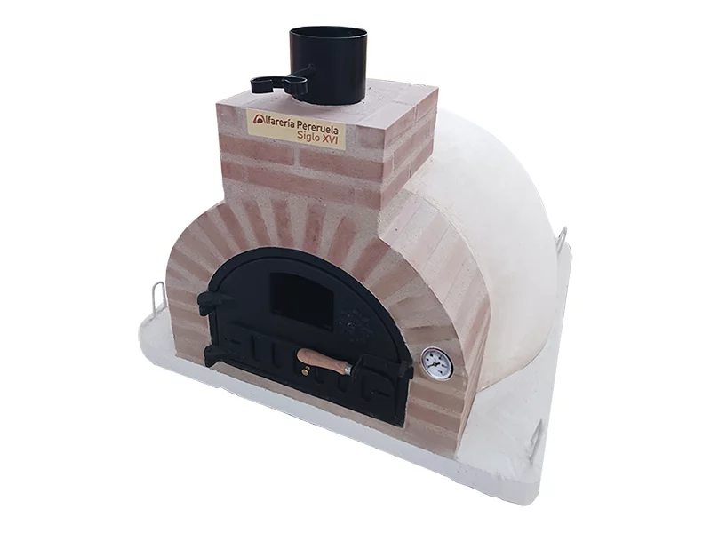 HORNO DE LEÑA EMBOCADURA LADRILLO ROJO ACABADO EN BLANCO LISO