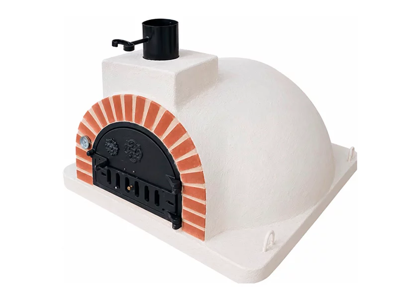 HORNO DE LEÑA EMBOCADURA LADRILLO ROJO ACABADO EN BLANCO LISO