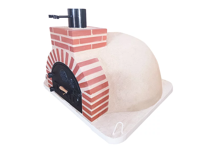 HORNO DE LEÑA EMBOCADURA LADRILLO ROJO ACABADO EN COLOR BLANCO