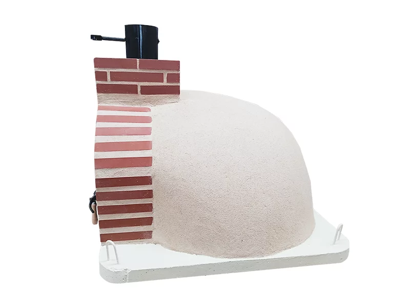 HORNO DE LEÑA EMBOCADURA LADRILLO ROJO ACABADO EN COLOR CREMA