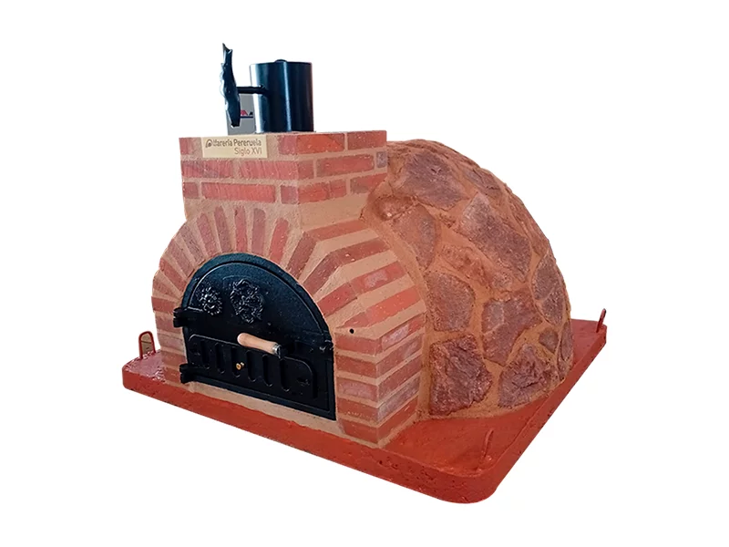 HORNO DE LEÑA EMBOCADURA LADRILLO ROJO ACABADO EN PIEDRA BLANCA MEDITERRANEA 2