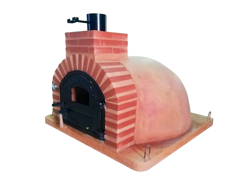 HORNO DE LEÑA EMBOCADURA LADRILLO ROJO ACABADO EN ROSA