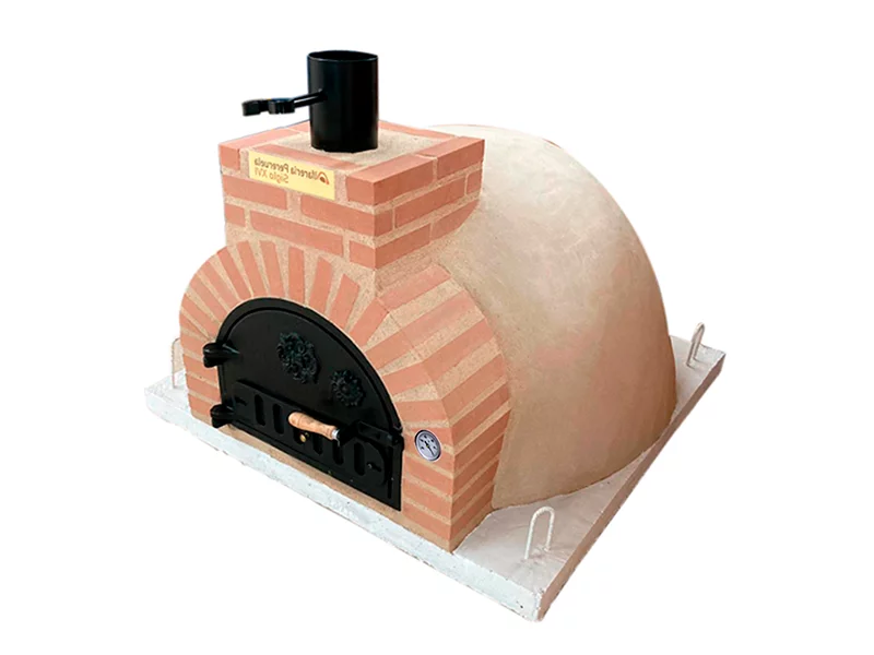 HORNO DE LEÑA EMBOCADURA LADRILLO ROJO ACABADO EN TERRACOTA FROTASADO