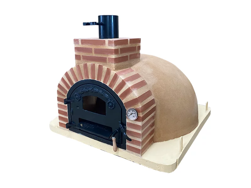 HORNO DE LEÑA EMBOCADURA LADRILLO ROJO Y ACABADO EN TERRACOTA