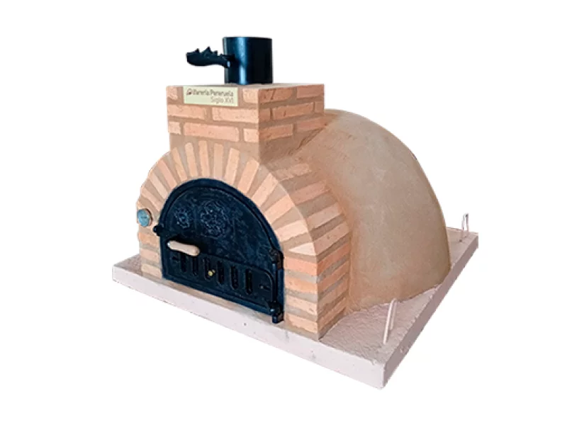 HORNO DE LEÑA EMBOCADURA LADRILLO RUSTICO P. ACABADO EN MARRON CLARO