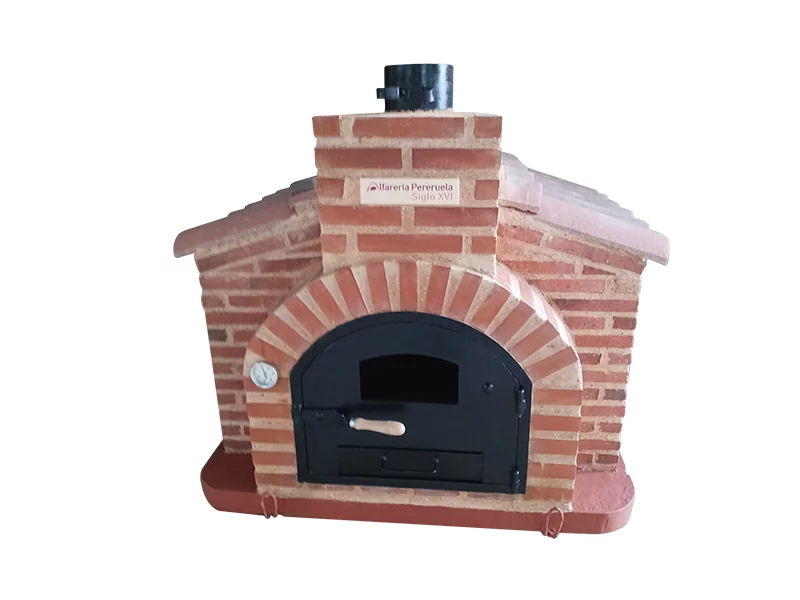 HORNO DE LEÑA TIPO CASETA ACABADA EN LADRILLO ROJO LISO