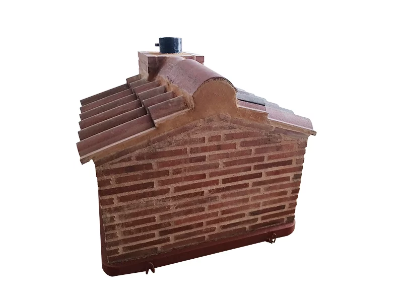 HORNO DE LEÑA TIPO CASETA ACABADA EN LADRILLO ROJO LISO