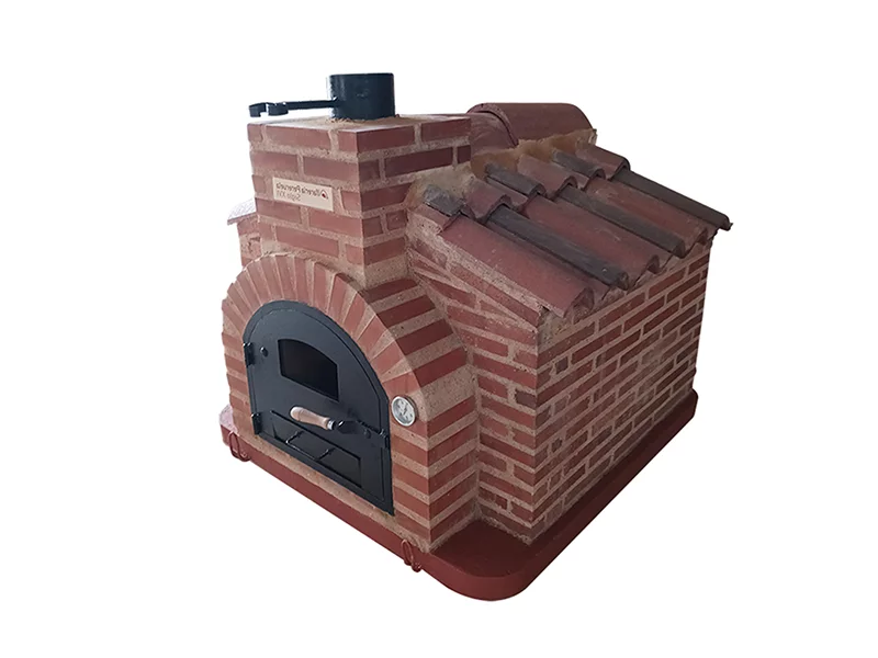 HORNO DE LEÑA TIPO CASETA ACABADA EN LADRILLO ROJO LISO