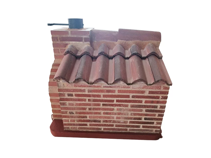 HORNO DE LEÑA TIPO CASETA ACABADA EN LADRILLO ROJO LISO