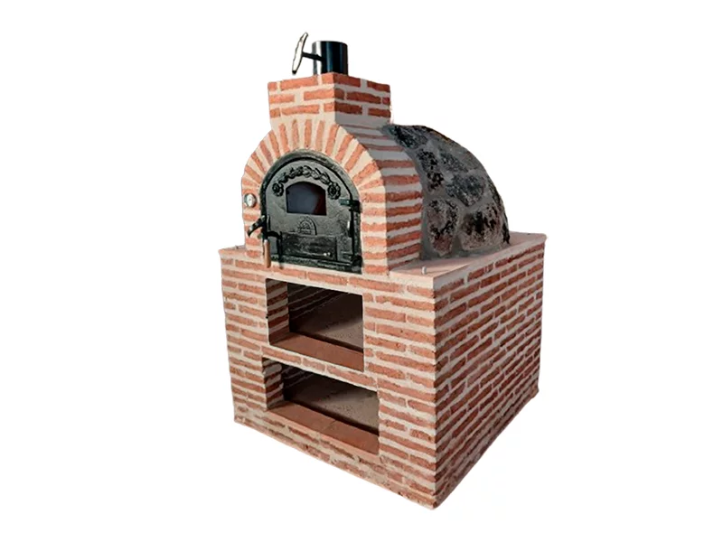 HORNO Y MESA INT. CUADRADA LADRILLO MUDEJAR Y PIEDRA GRANITO